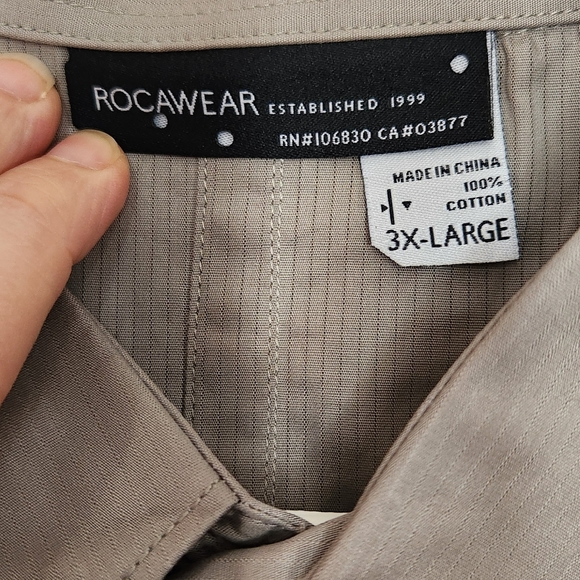 NWT Rocawear button down short sleeve grey With Pinstripes shirt 2 pockets 3XL - Picture 12 of 16